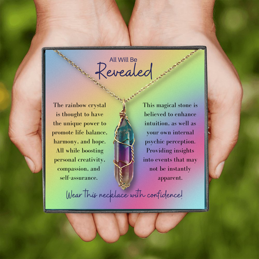 Healing Rainbow Crystal Necklace, and Message Card Gift