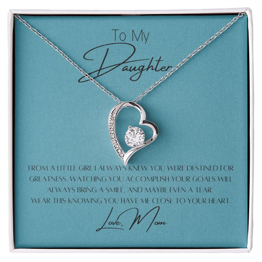 To My Daughter Blue To My Daughter, From Mom, Forever Love Necklace, and Message Gift Box - Lainey Brooke Jewelry
