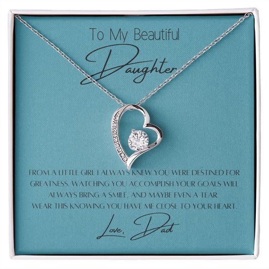 To My Daughter From Dad Blue To My Daughter, From Dad, Forever Love Necklace, and Message Gift Box - Lainey Brooke Jewelry
