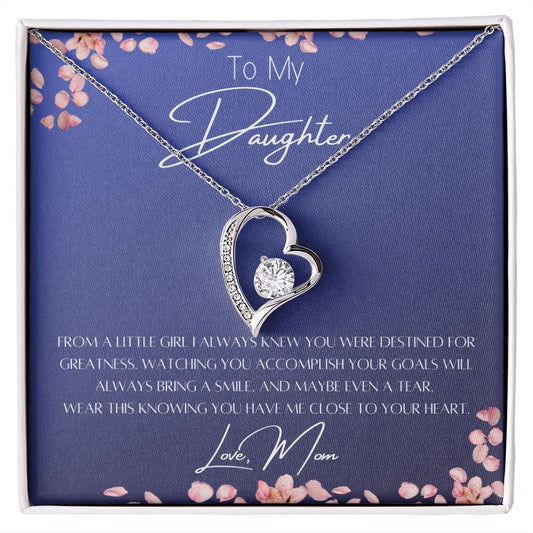 To My Daughter From Mom Dark Blue To My Daughter, From Mom, Forever Love Necklace, and Message Gift Box - Lainey Brooke Jewelry