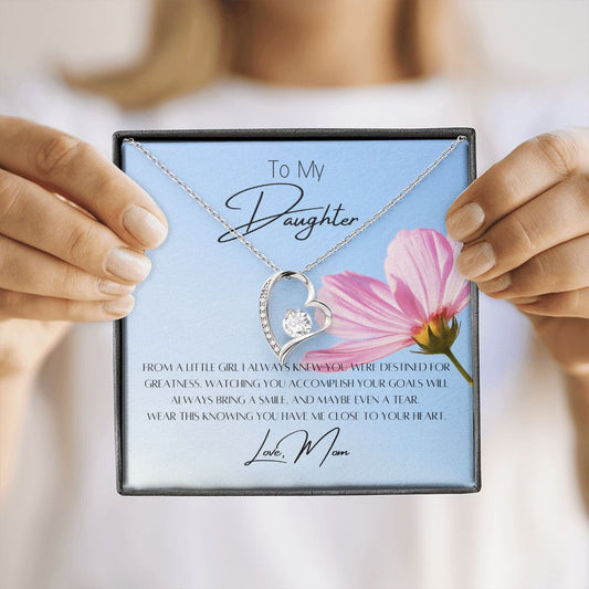 To My Daughter From Mom light blue To My Daughter, From Mom, Forever Love Necklace, and Message Gift Box - Lainey Brooke Jewelry