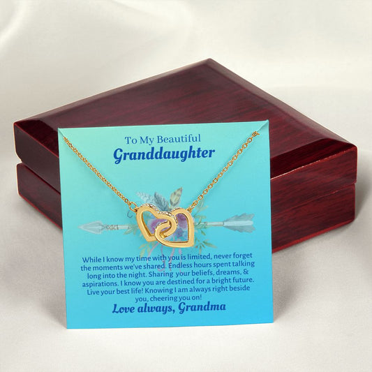 To My Granddaughter, From Grandma, Interlocking Hearts Necklace, and Message Card Gift Box - Lainey Brooke Jewelry
