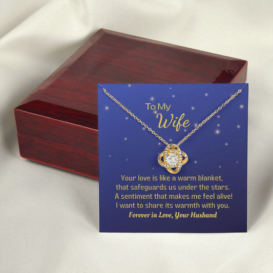 To My Wife, From Husband, Love Knot Necklace & Card Gift, Blue Stars - Lainey Brooke Jewelry