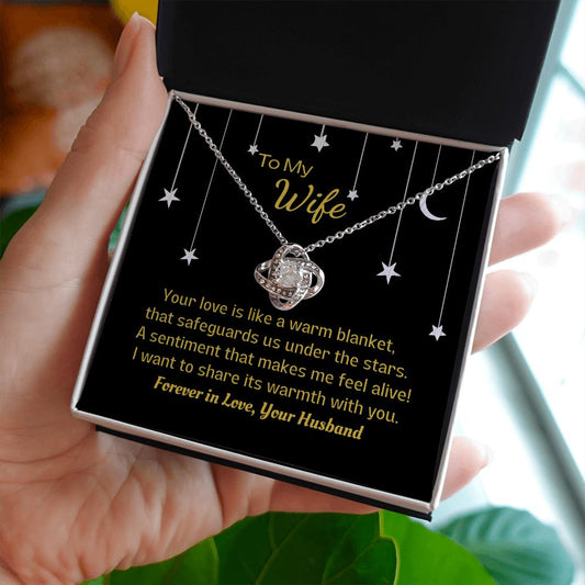 To My Wife, From Husband, Love Knot Necklace & Card Gift, Paper Stars - Lainey Brooke Jewelry