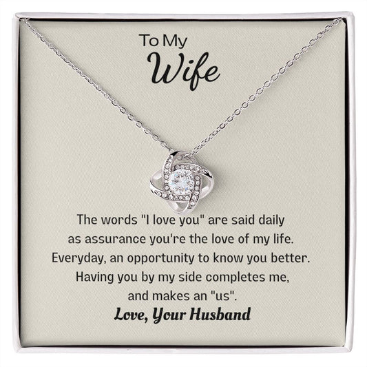 To My Wife, From Husband, Love Knot Necklace & Message Card Gift - Lainey Brooke Jewelry